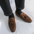 St. James Suede Tassel Loafer in brown